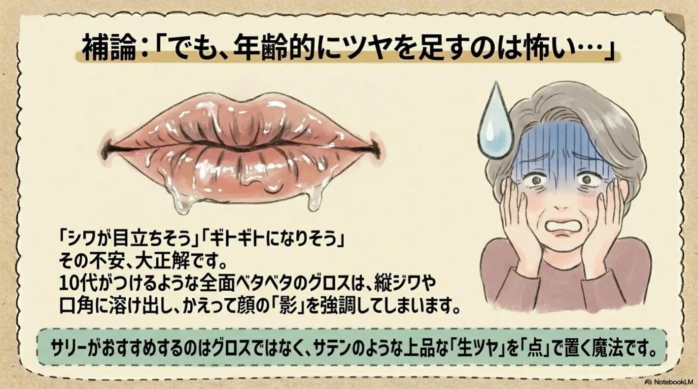 赤リップ濃度三段階の解説イラスト（9）