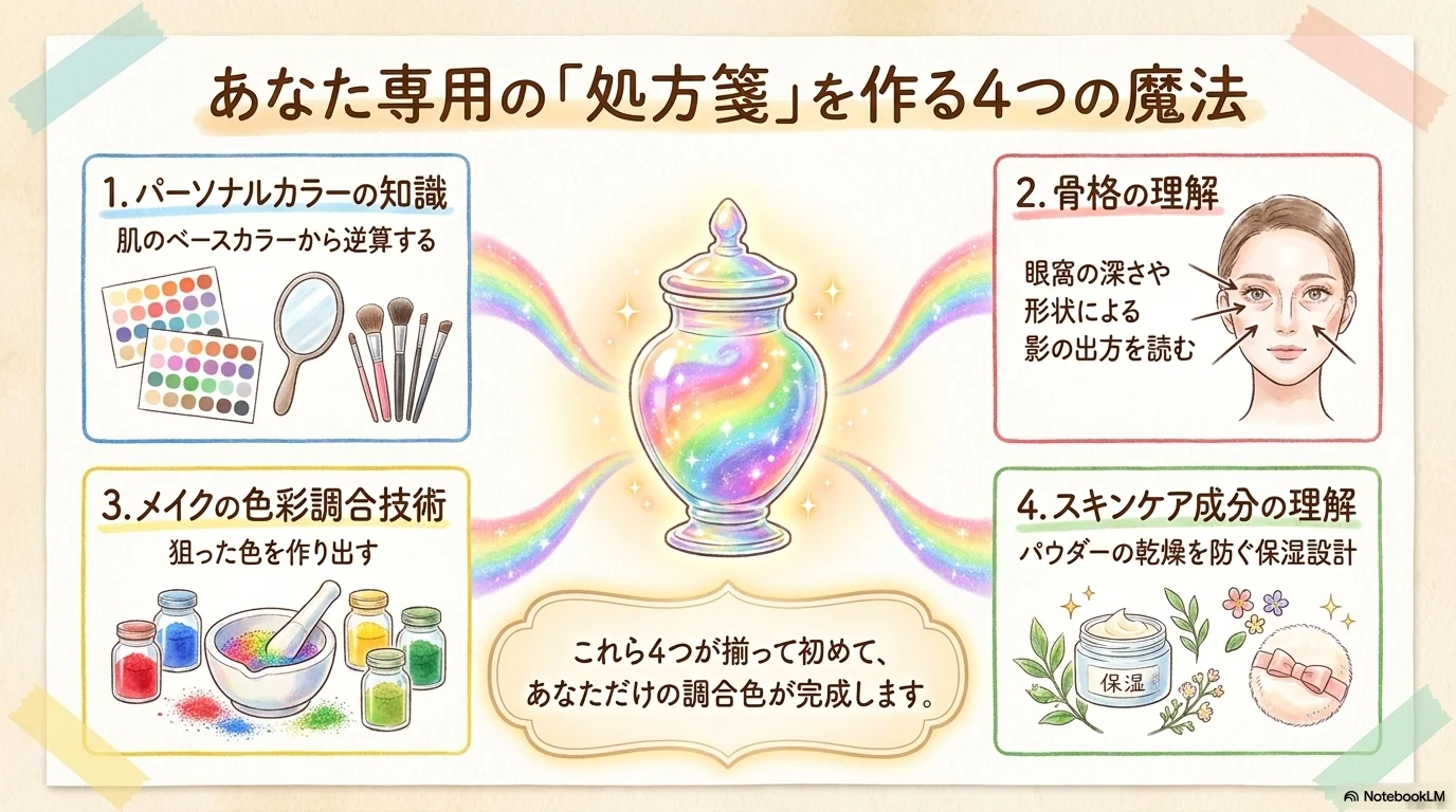 レシピ設計に必要な4つの知識を示したイラスト