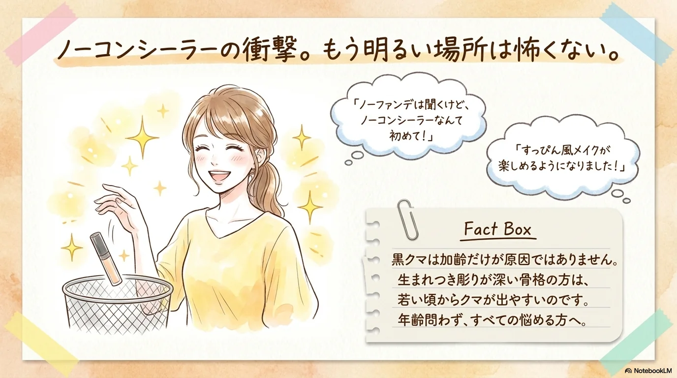 ノーコンシーラーでメイクを楽しむイメージ