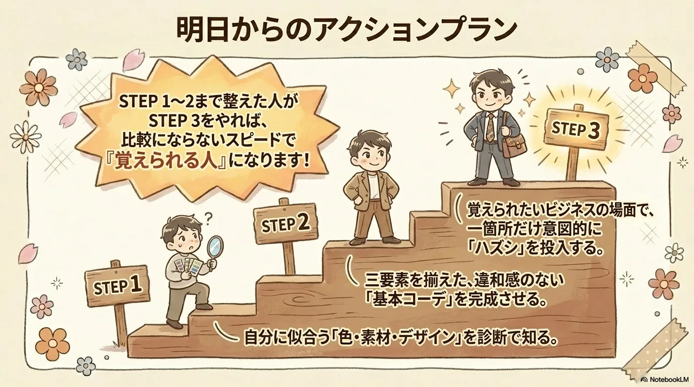 あか抜けの三要素（色・素材・デザイン）と、ハズシの順序