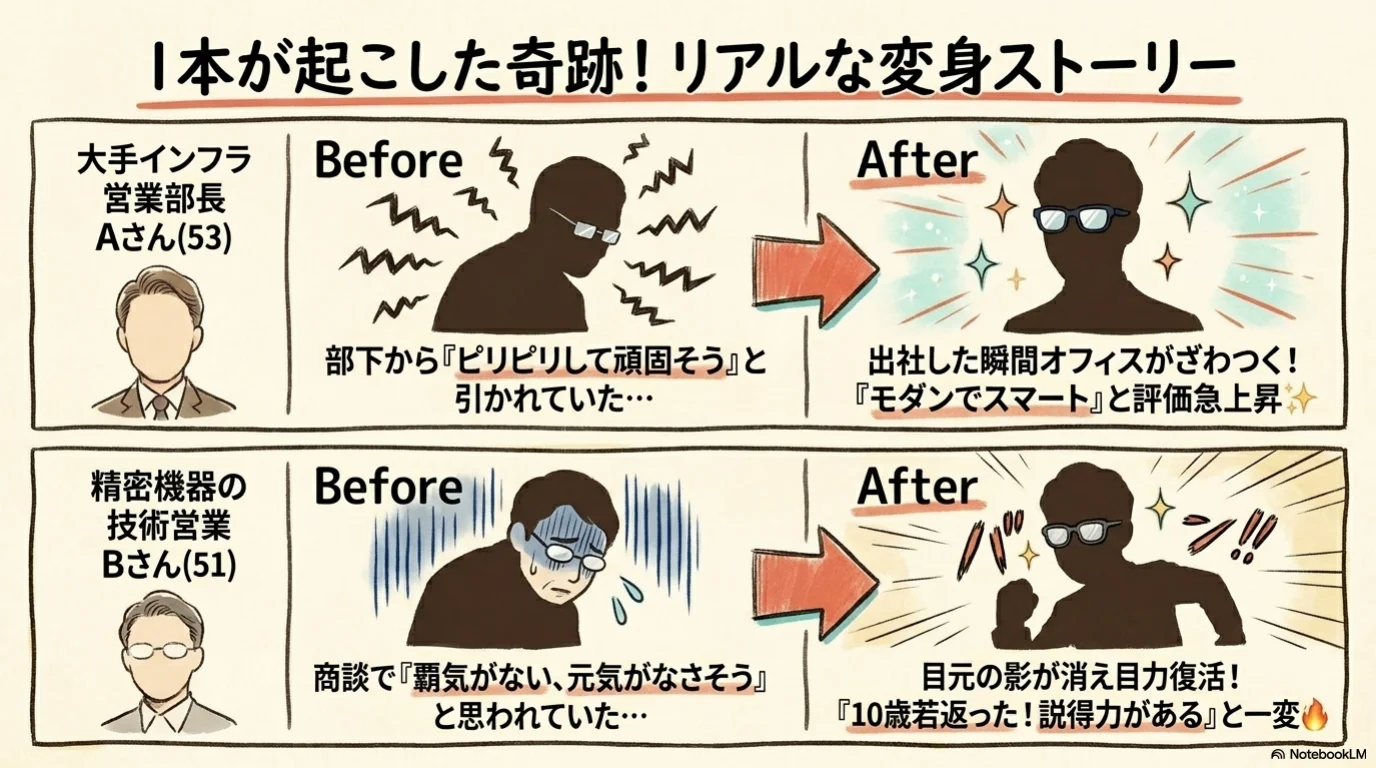 メンズメガネ三選びの解説イラスト（10）