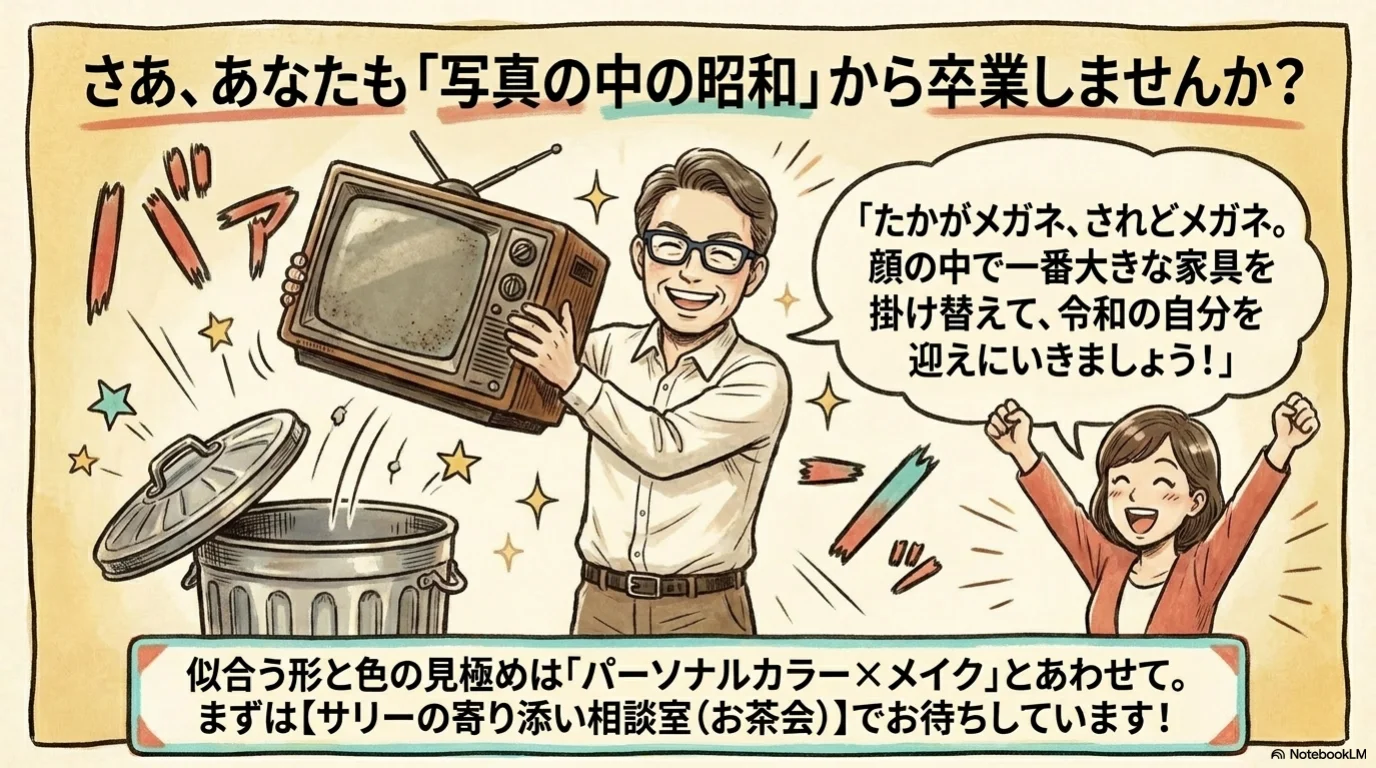 メンズメガネ三選びの解説イラスト（11）