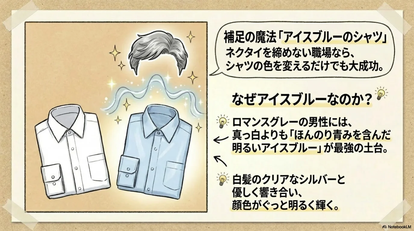ロマンスグレー三小物の解説イラスト（8）