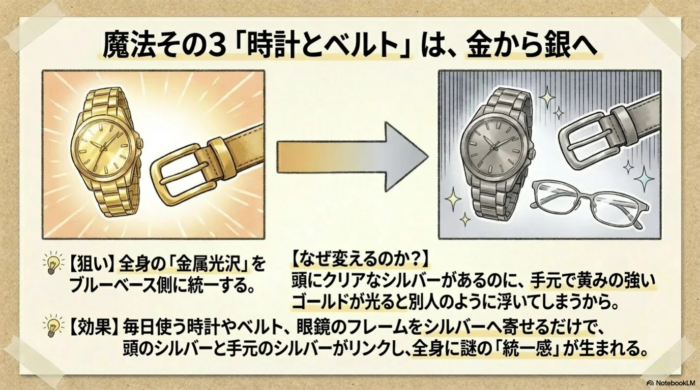 ロマンスグレー三小物の解説イラスト（9）