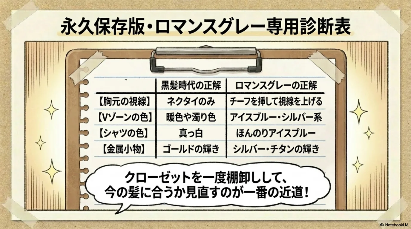 ロマンスグレー三小物の解説イラスト（11）