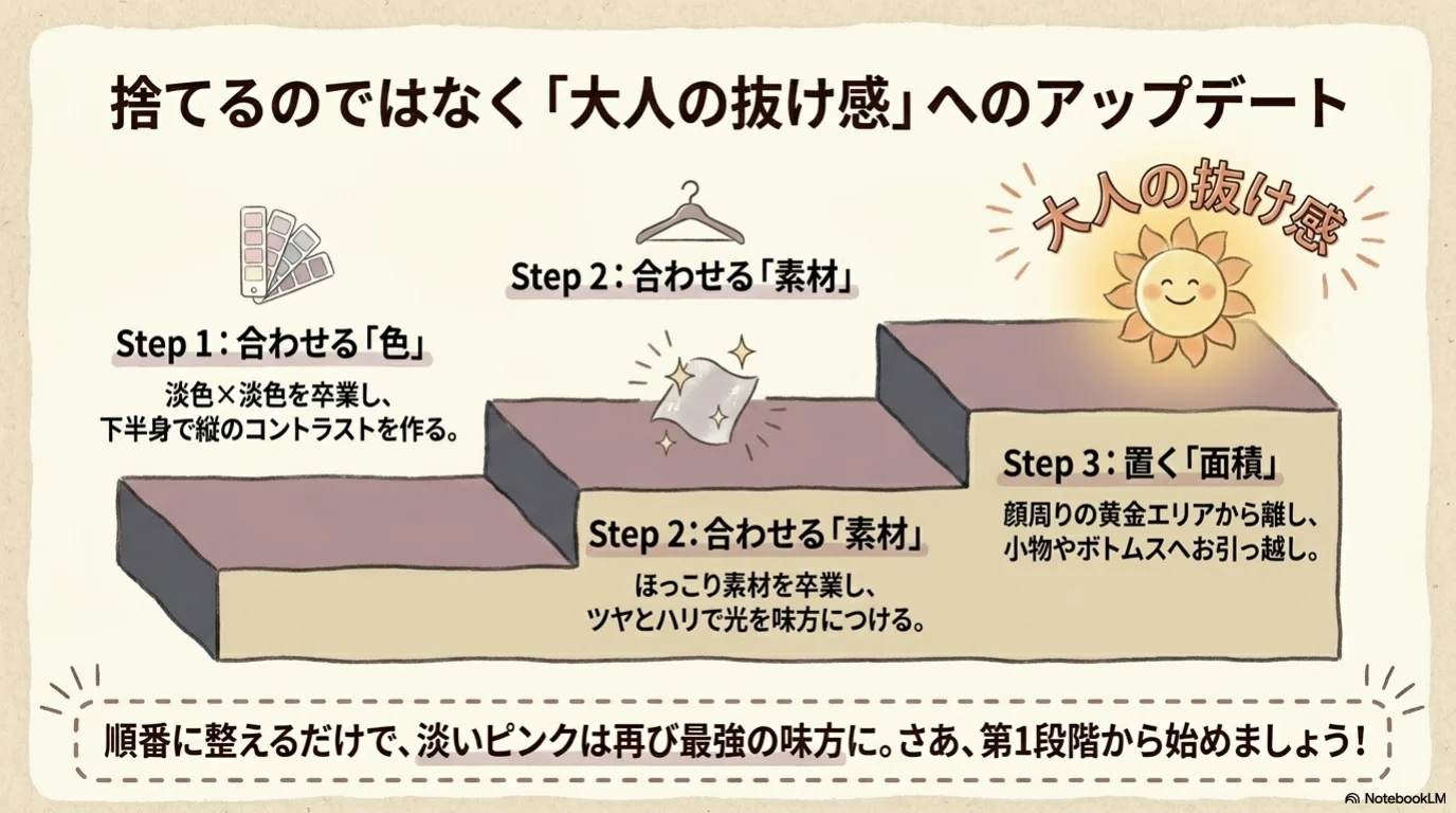 パステル卒業三段階の解説イラスト（5）
