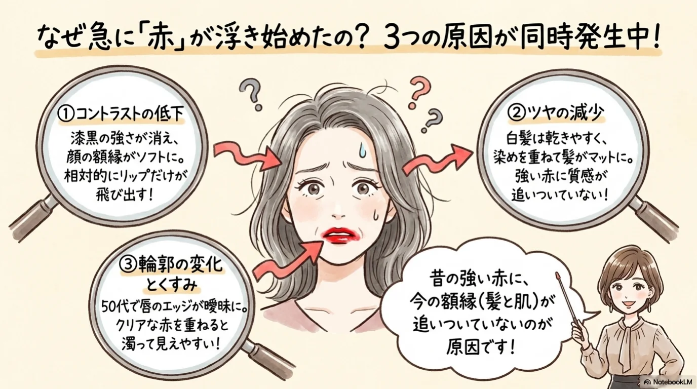 赤リップ卒業三段階の解説イラスト（3）
