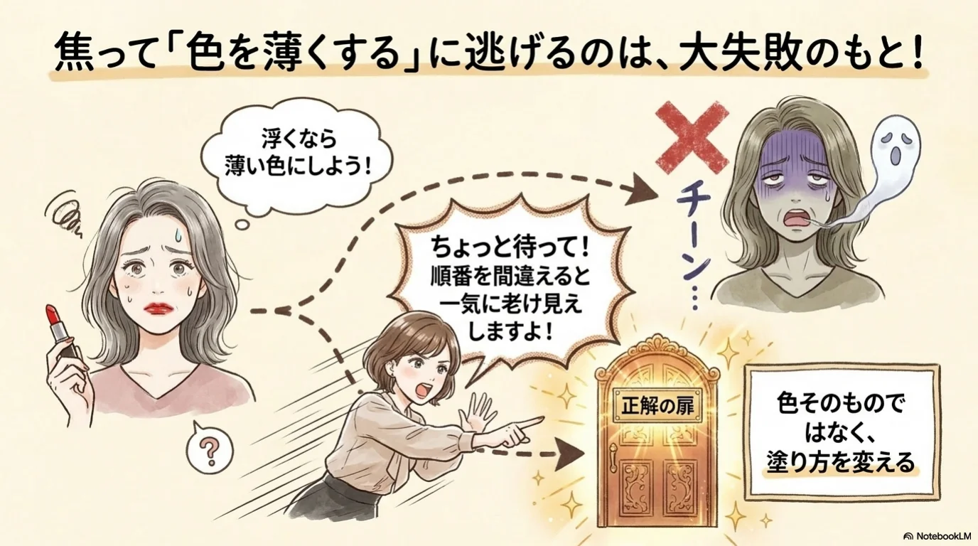 赤リップ卒業三段階の解説イラスト（4）