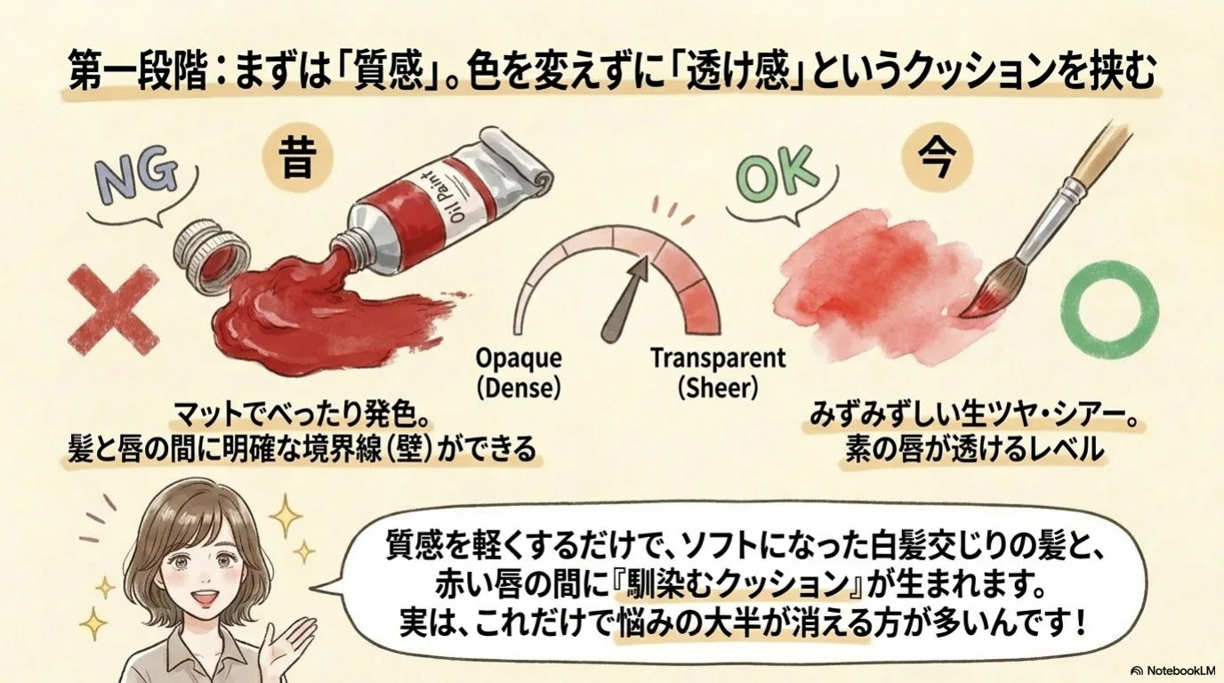 赤リップ卒業三段階の解説イラスト（6）