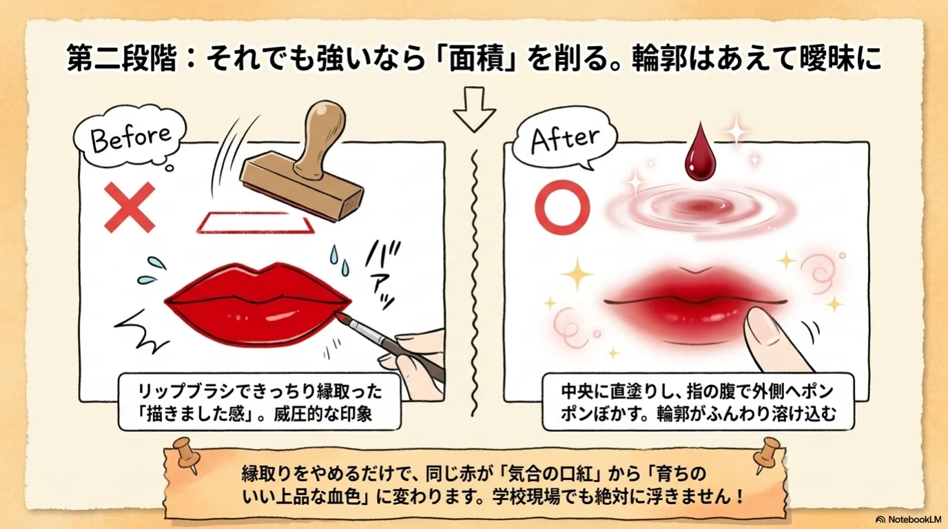 赤リップ卒業三段階の解説イラスト（7）