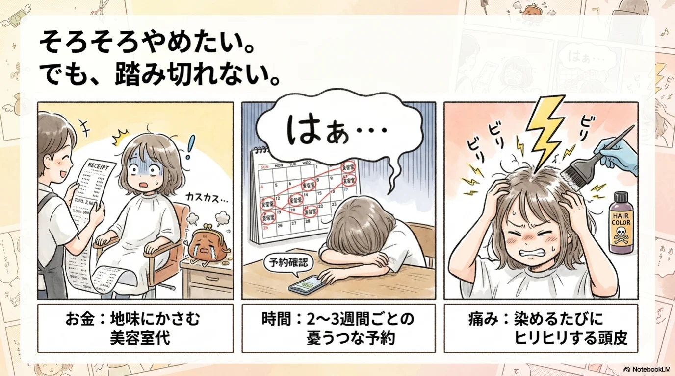 白髪卒業三原則の解説イラスト（2）