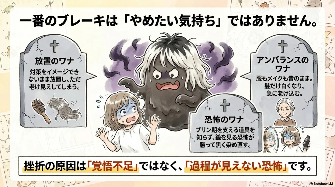 白髪卒業三原則の解説イラスト（3）