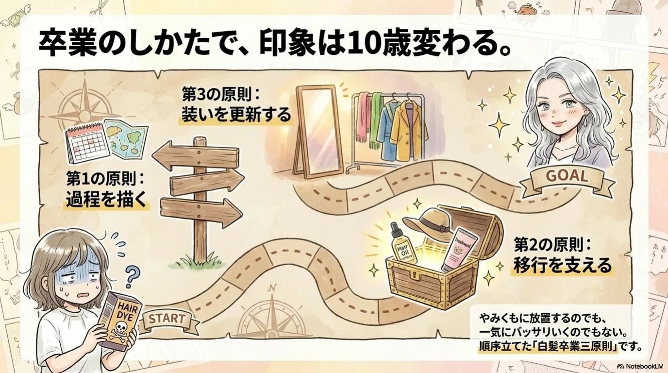 白髪卒業三原則の解説イラスト（4）