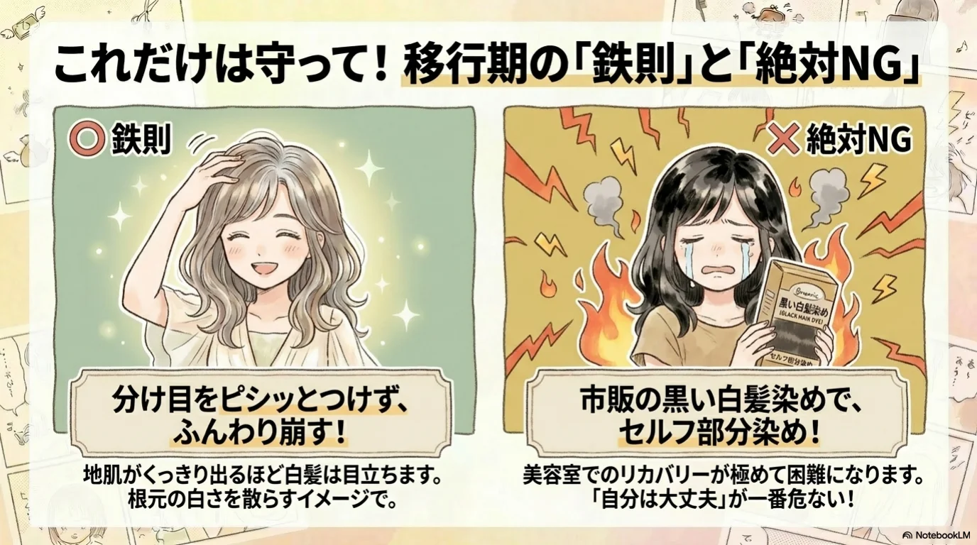 白髪卒業三原則の解説イラスト（9）